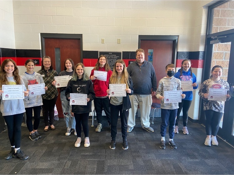 February 6th Grade Students of the Month!