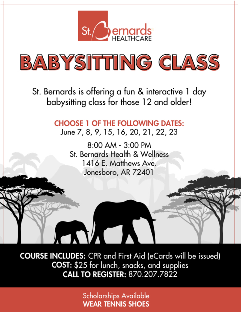 St. Bernards Babysitting Class Flyer